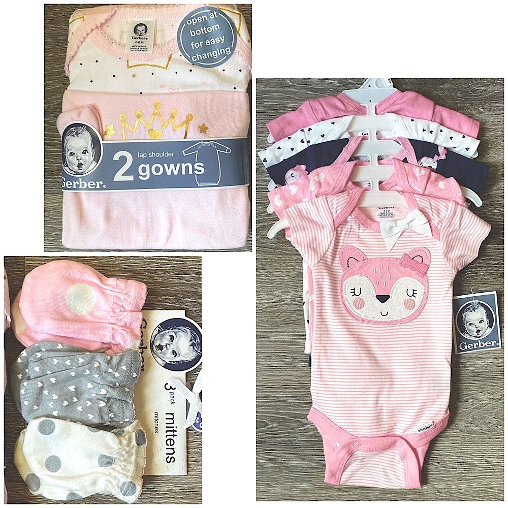 SOLD - Gerber Newborn 0-3 months, Onesies, Mittens, Gowns